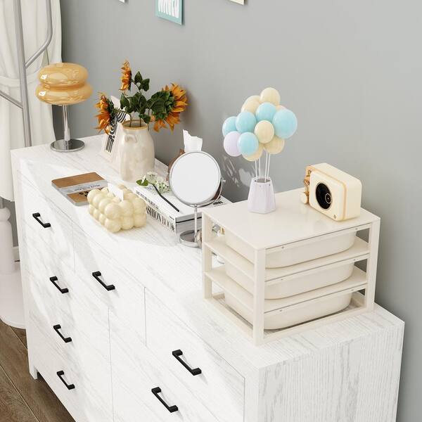 FUFU&GAGA White Wood Grain 63 in. W Wooden Dresser, Chest of Drawers with  9-Drawers without Mirror L-THD-200260-01-c - The Home Depot