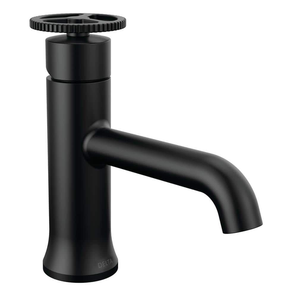 Delta Trinsic Wheel Single Handle Single Hole Bathroom Faucet In Matte Black Bllpu Dst The