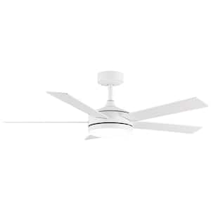 48 in. Integrated LED Indoor Modern Matte White Ceiling Fan with Remote Control and 6-Speed DC Motor