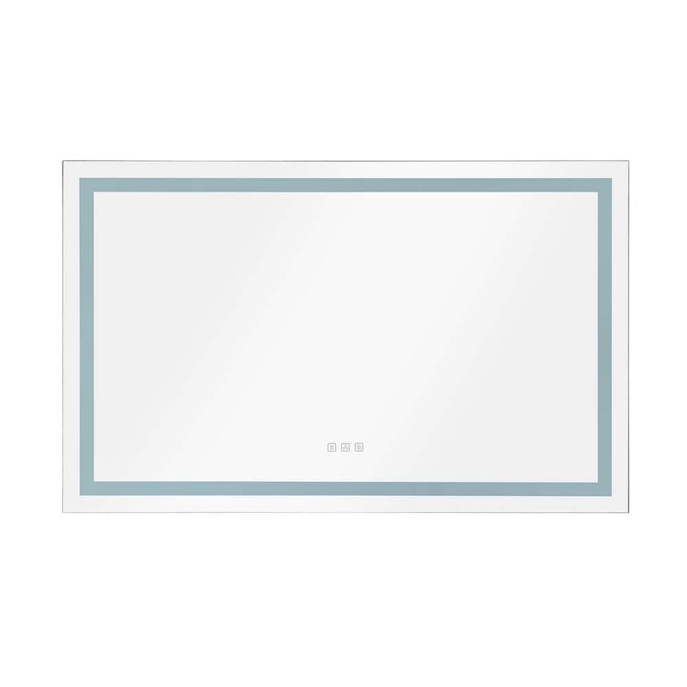 48 in. W x 36 in. H Rectangular Aluminium Frameless Anti-Fog Wall Mounted Bathroom Vanity Mirror with LED Lights, White