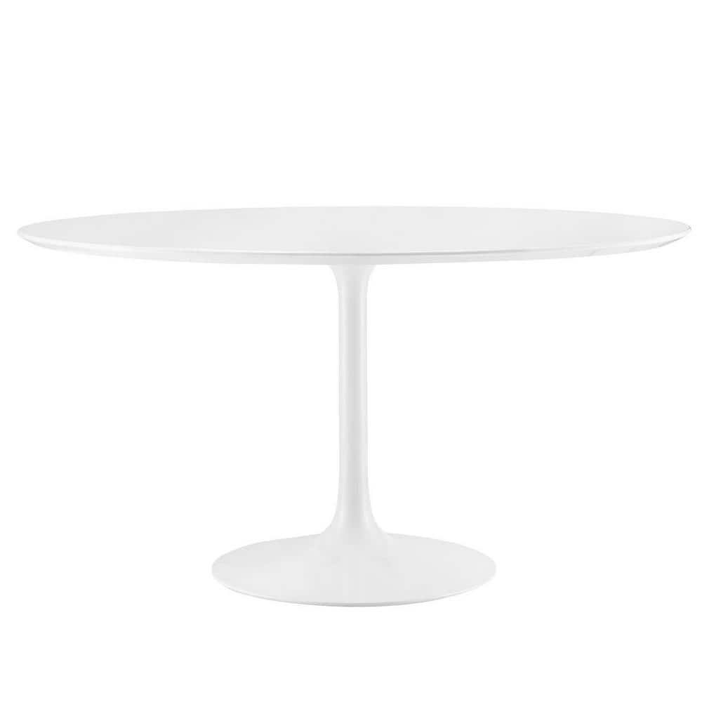 Lippa Inspired 54" Round White High Gloss Wood Dining Table