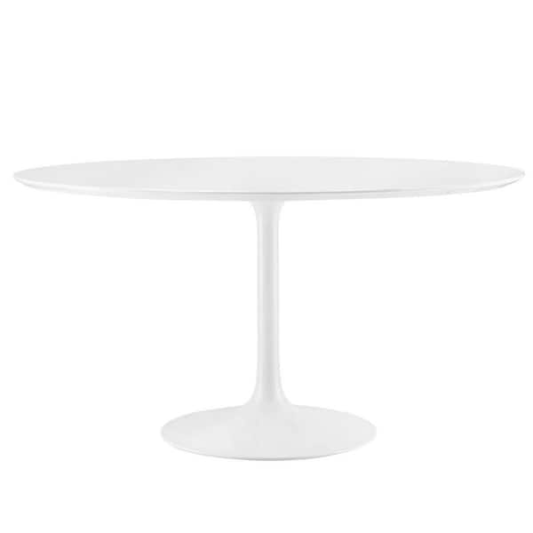 54 in. Lippa in White Round Wood Top Dining Table