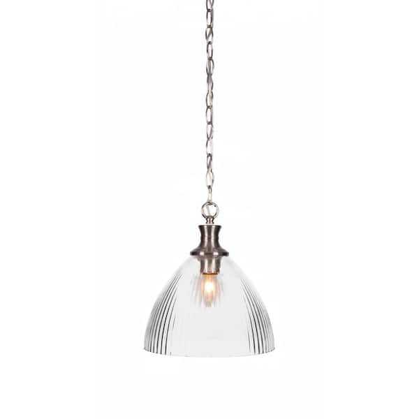 Unbranded Orleans 60-Watt 1-Light Brushed Nickel Shaded Mini Pendant Light with Glass Shade