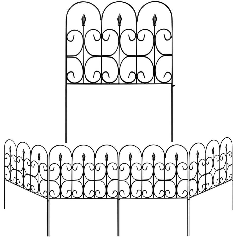 Kingdely 32 in. H x 24 in. Black Steel Garden Fence Panel Rustproof