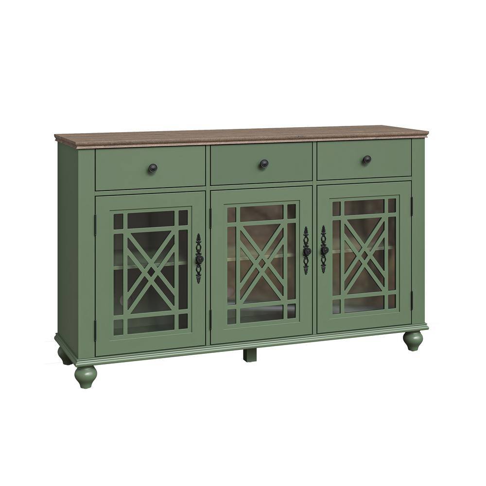 Festivo 55" Green Vintage Style Buffet Sideboard Cabinet with Drawers