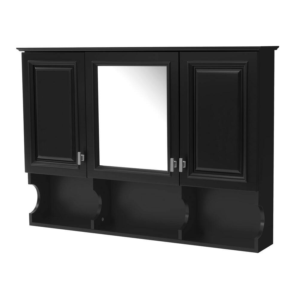 Modern 41 in. W x 28.7 in. H Rectangular Black Surface Mount Storage Medicine Cabinet with Mirror, Adjustable Shelves price history on PriceWatchPro