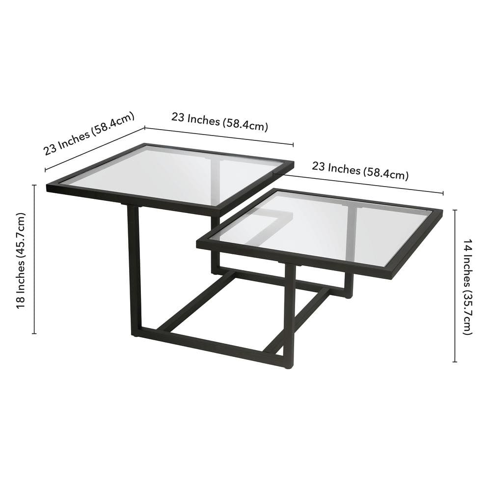 Amalie Blackened Bronze Rectangular Glass Coffee Table, 43"W