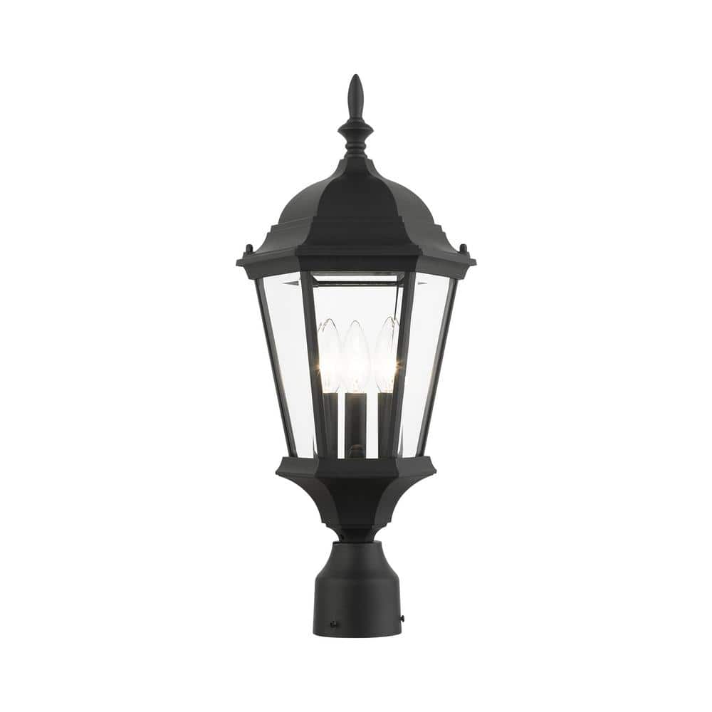 Hamilton 3 Light Textured Black Outdoor Post Top Lantern