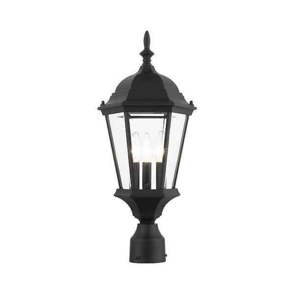 Livex Lighting Hamilton 3 Light Textured Black Outdoor Post Top Lantern