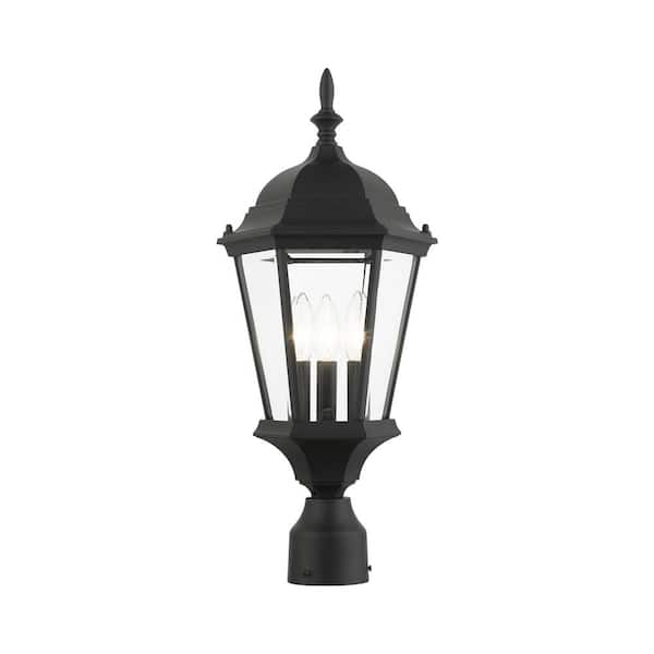 Hamilton 3 Light Textured Black Outdoor Post Top Lantern