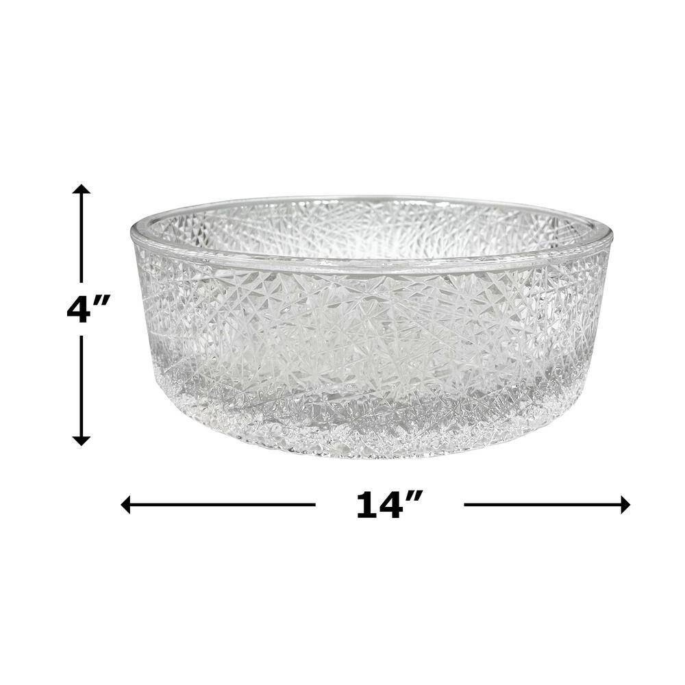 Stadium 14" Clear Textured Glass Circular Bathroom Vessel Sink