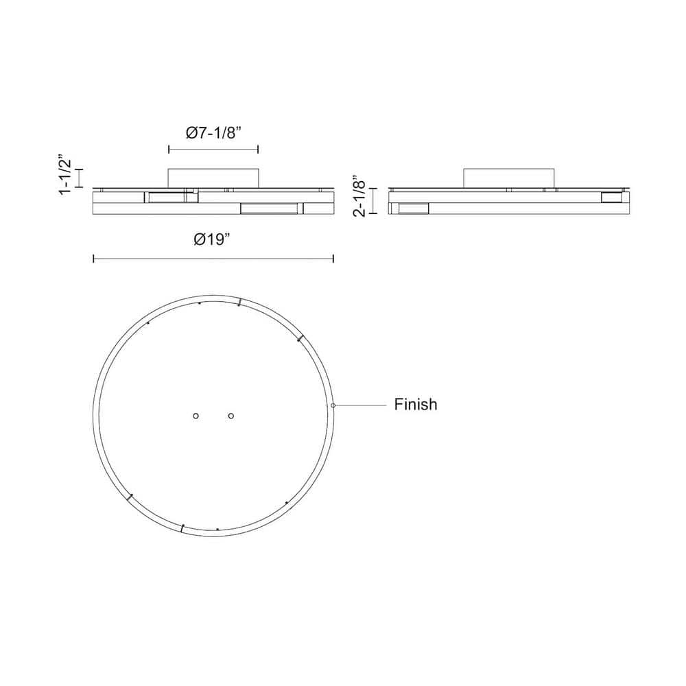 Anello Minor 19" Black LED Flush Mount with Brushed Nickel