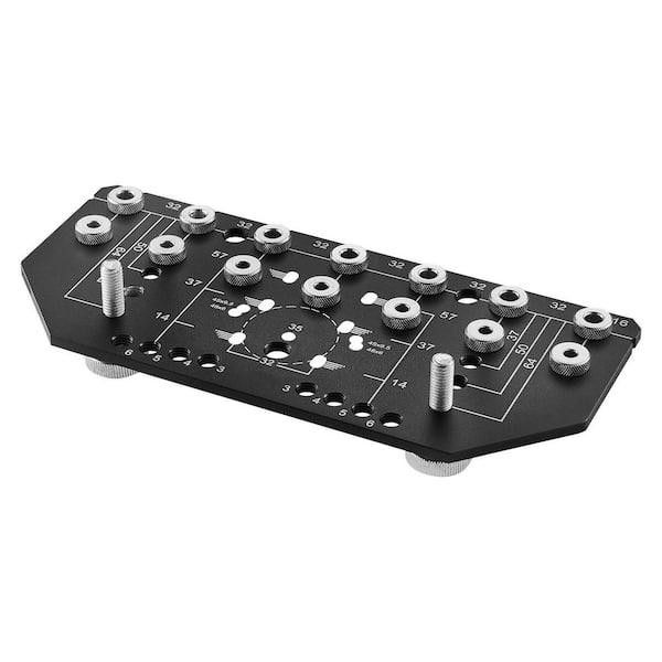 Shelf Pin and Hinge Jig 2-in-1, Aluminum Alloy Cabinet Hole Drilling Template, 1/4 in. and 3/16 in. for Cabinet Doors