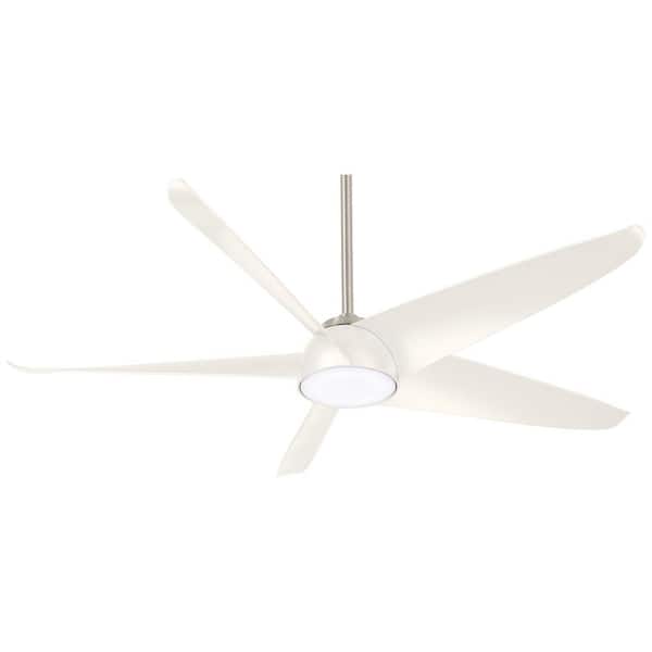 MINKA-AIRE Ellipse 60 in. Integrated LED Indoor Brushed Nickel White Blades Smart Ceiling Fan with Light and Remote Control