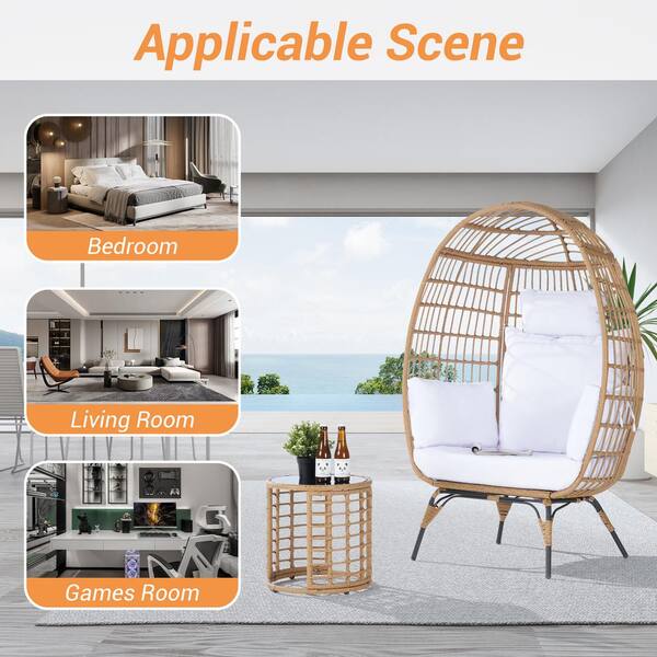 SANSTAR Wicker Egg Chair Outdoor Lounge Chair Basket Chair with