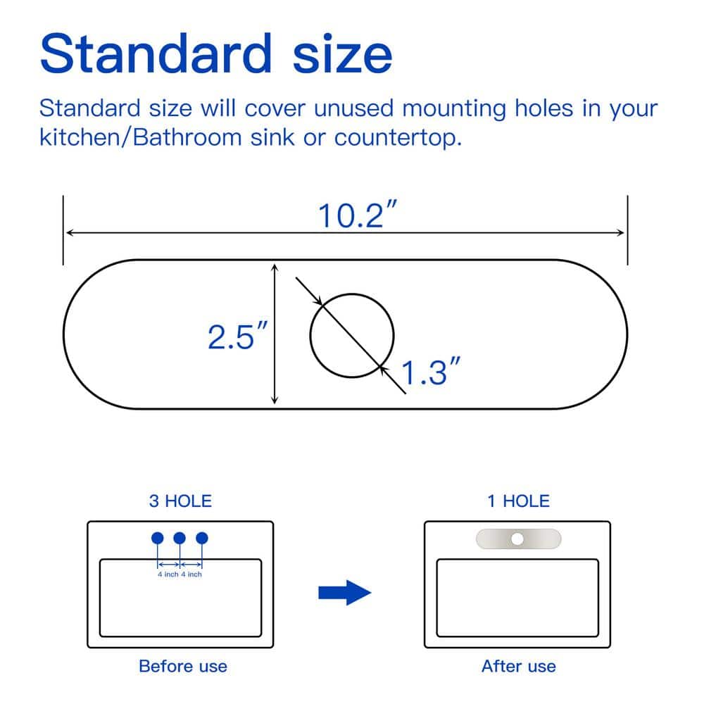 BWE Faucet Cover Sink Hole Deck plate 10 Inch for 1 or 3 Hole Brushed Nickel Bathroom or Kitchen Sink Faucet Oversized Escutcheon Plate Vessel Vanity Basin Sink Stainless Steel Plate Square Modern