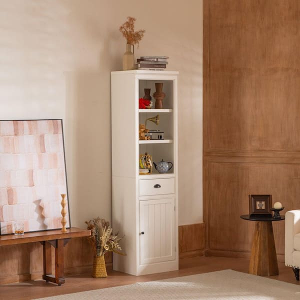 White 75 in. Accent Cabinet, Pantry Cabinet with 1 File Drawer, Storage & Cabinet