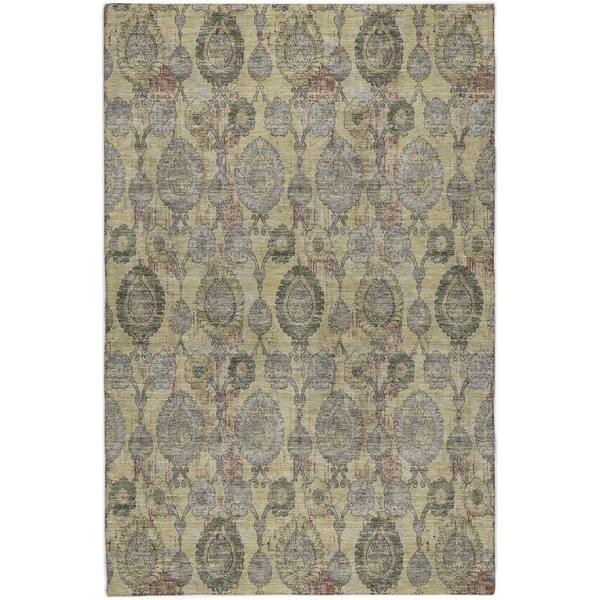 Dream Shag Premium Machine Washable Abstract ADS821 Gold 10 ft. x 14 ft. Area Rug