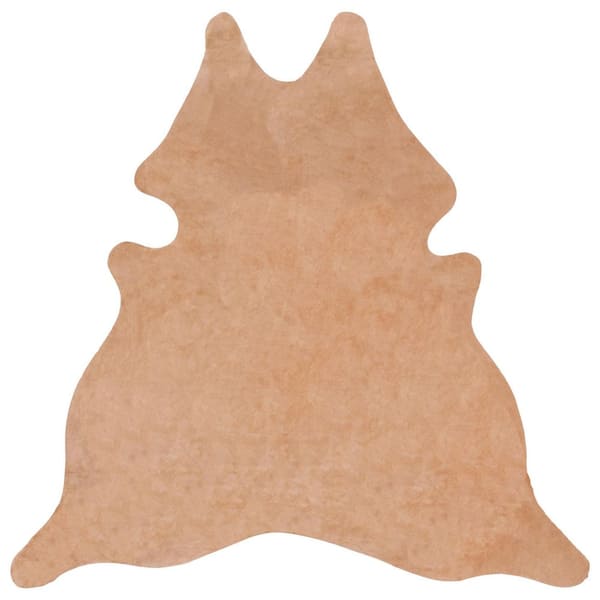 Suede Cowhide 5 ft. x 7 ft. Light Beige Solid Color Area Rug