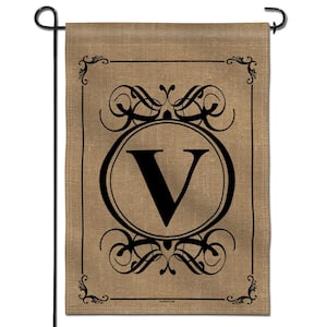 18 in. x 12.5 in. Classic Monogram Letter V Garden Flag, Double Sided Family Last Name Initial Yard Flags