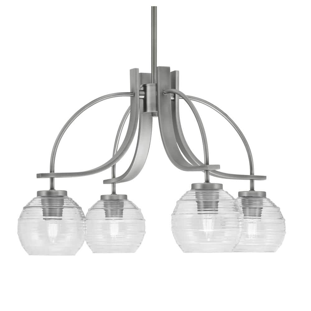 Olympia 14.75 in. 4-Light Graphite Downlight Chandelier Clear