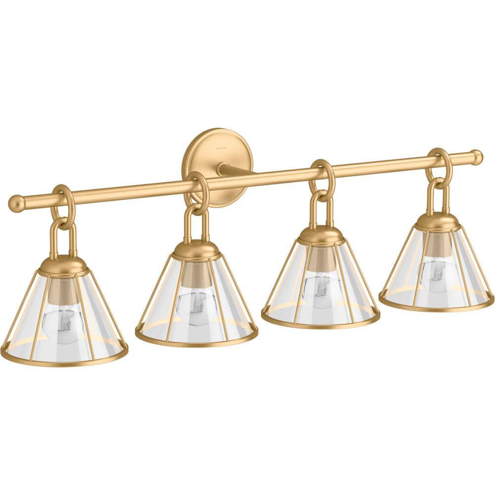 Terret 32.5" Brushed Moderne Brass Four-Light Sconce