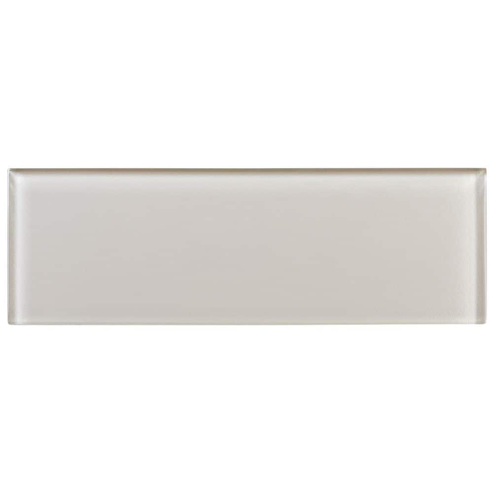 ANDOVA Enchant Elle Malt Light Gray 4 in. x 12 in. Smooth Glass Subway ...