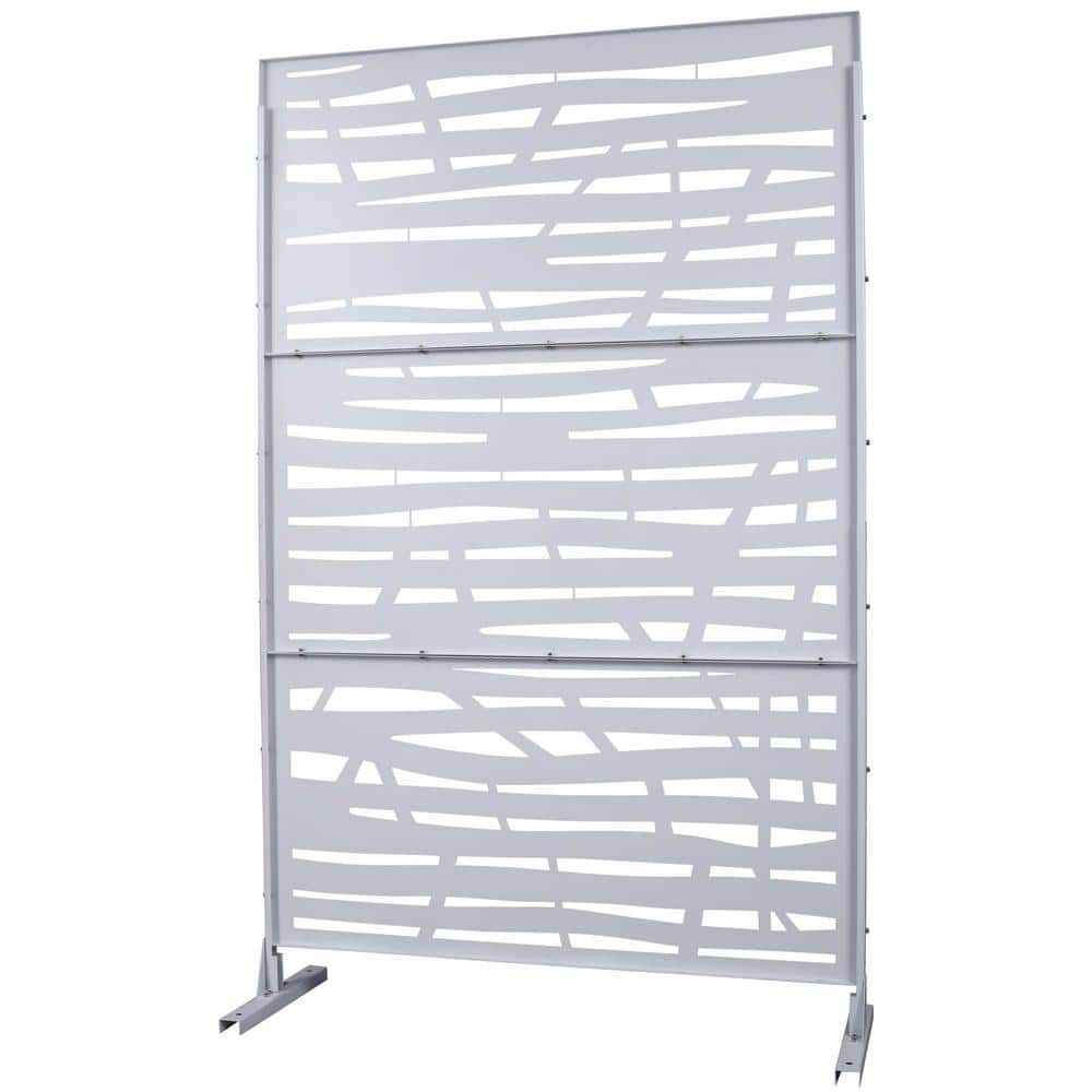 76 in. H x 48 in. W Steel Garden Fence Freestanding Outdoor Privacy Screen in White price history on PriceWatchPro