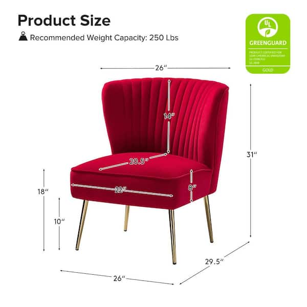 JAYDEN CREATION Monica Modern Red Velvet Comfy Living Room