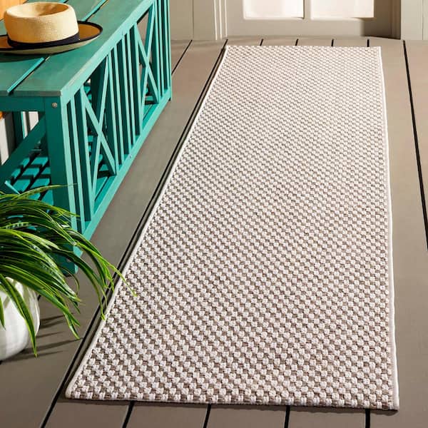 Sisal All-Weather 2 ft. x 13 ft. Natural/Ivory Woven Geometric Indoor/Outdoor Runner Rug