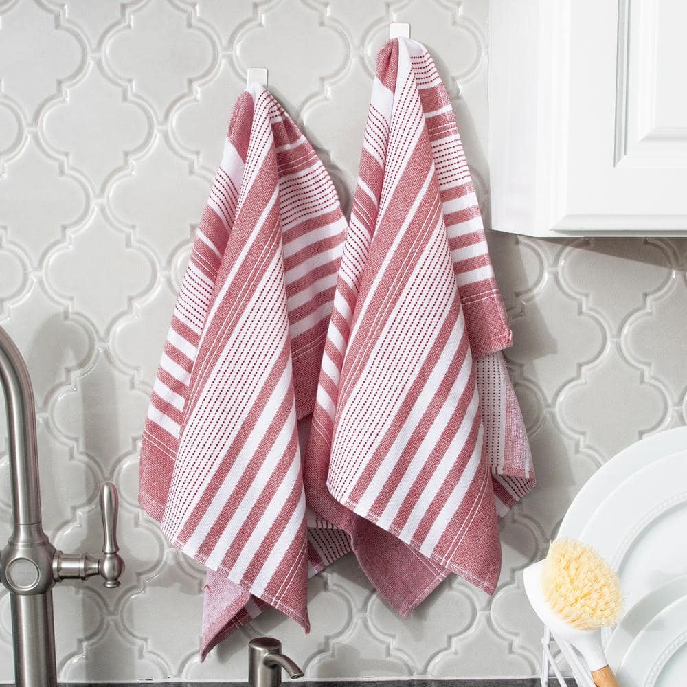 Paprika Dual Terry Stripe Cotton Kitchen Towel Set