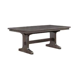 Ilya Rustic Brown Wood Top 40 in W. Double Pedestal Base Dining Table Seat Capacity Of 6