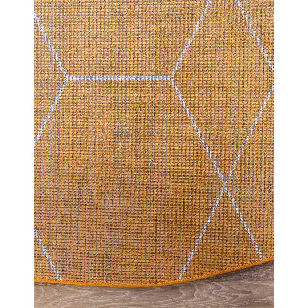 Trellis Frieze 8' Round Orange Synthetic Area Rug