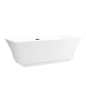 Strasbourg 59 in. x 30 in. Acrylic Freestanding Soaking Bathtub with Center Drain in White/Matte Black