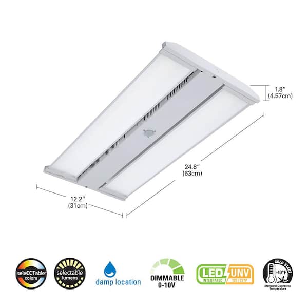 2 ft. 400-Watt Equivalent LED Highbay with Adjustable Optics, Selectable 18K/21K/24K Lumens and 3500/4000/5000 Sel CCT