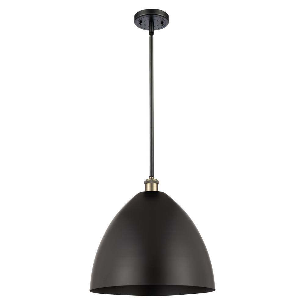 Metal Bristol 100-Watt 1-Light Black Antique Brass Shaded Mini Pendant Light with Metal Shade price history on PriceWatchPro