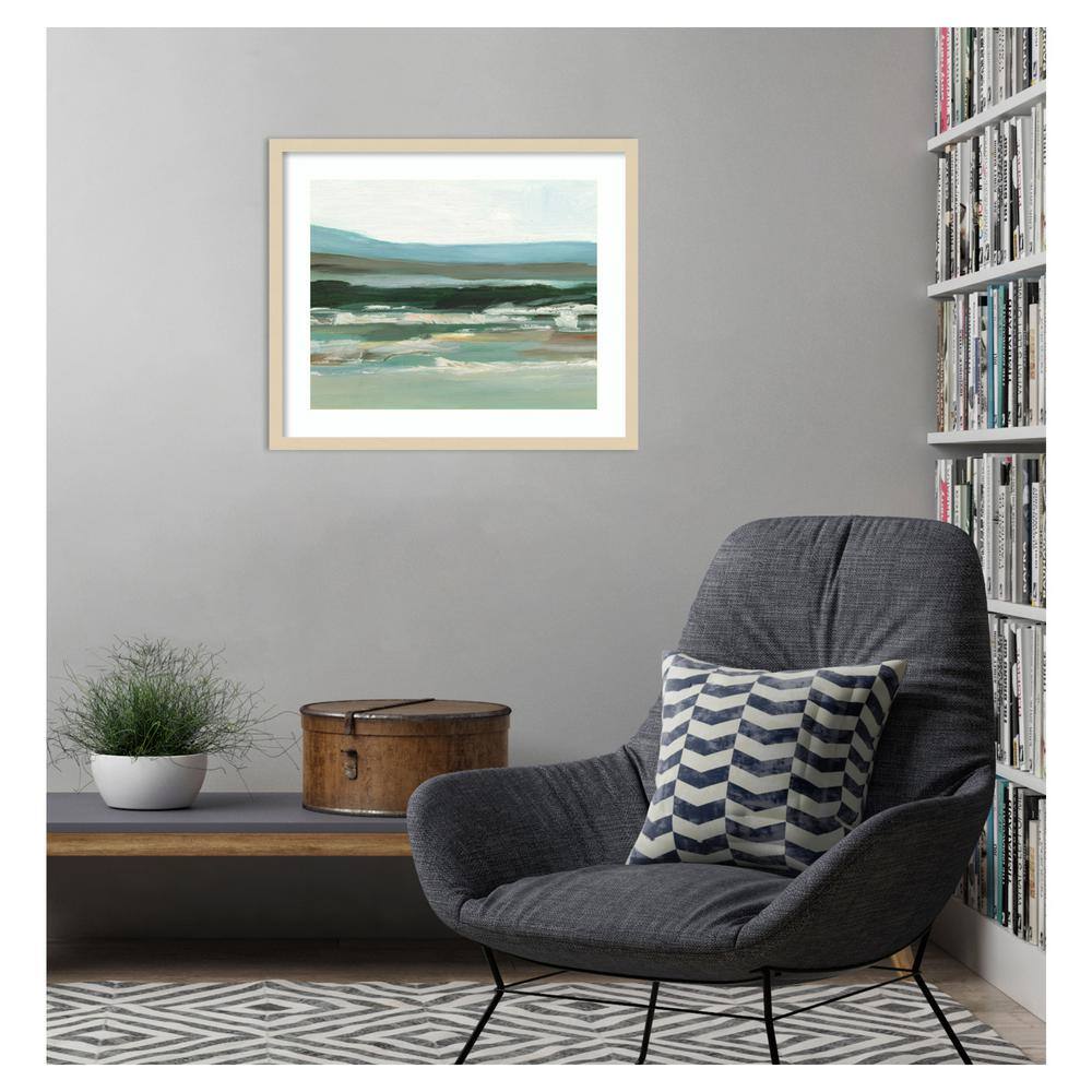 Cool Vista I Abstract Landscape Giclee Print in Natural Wood Frame