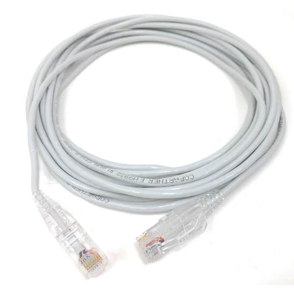 Micro Connectors, Inc 15 ft. CAT 6A 10 Gbps UTP 28 AWG Ultra Slim Ethernet Cable, White