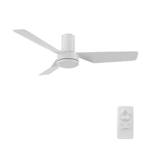 Lyon 44 in. Indoor White 10-Speed DC Motor Flush Mount Ceiling Fan with Remote Control for Bedroom or Living Room