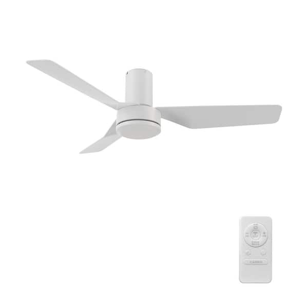 CARRO Lyon 44 in. Indoor White 10-Speed DC Motor Flush Mount Ceiling Fan with Remote Control for Bedroom or Living Room