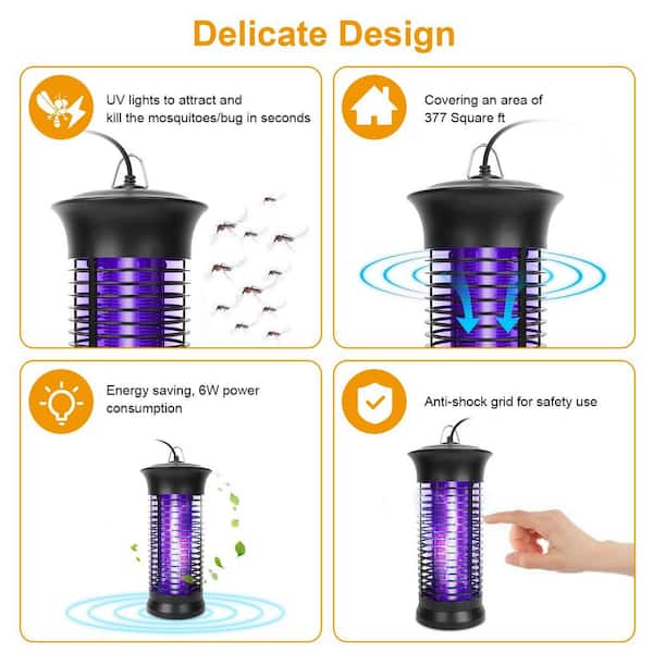 Automatic Indoor Insect and Flying Bugs Trap, Fruit Fly Gnat Mosquito  Killer with UV Light Fan (Black)