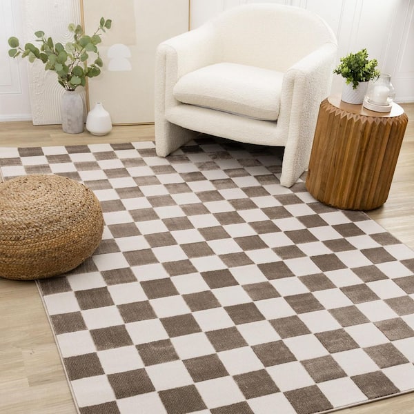 Avenia Collections 8 ft. x 11 ft. Brown Geometric, Tonal/Solid Indoor Area Rug