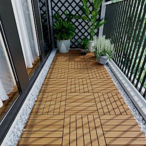 1 ft. x 1 ft. Acacia Wood Interlocking Deck Tiles in Natural, Indoor Outdoor Striped Pattern Floor Tiles (10 per Case)