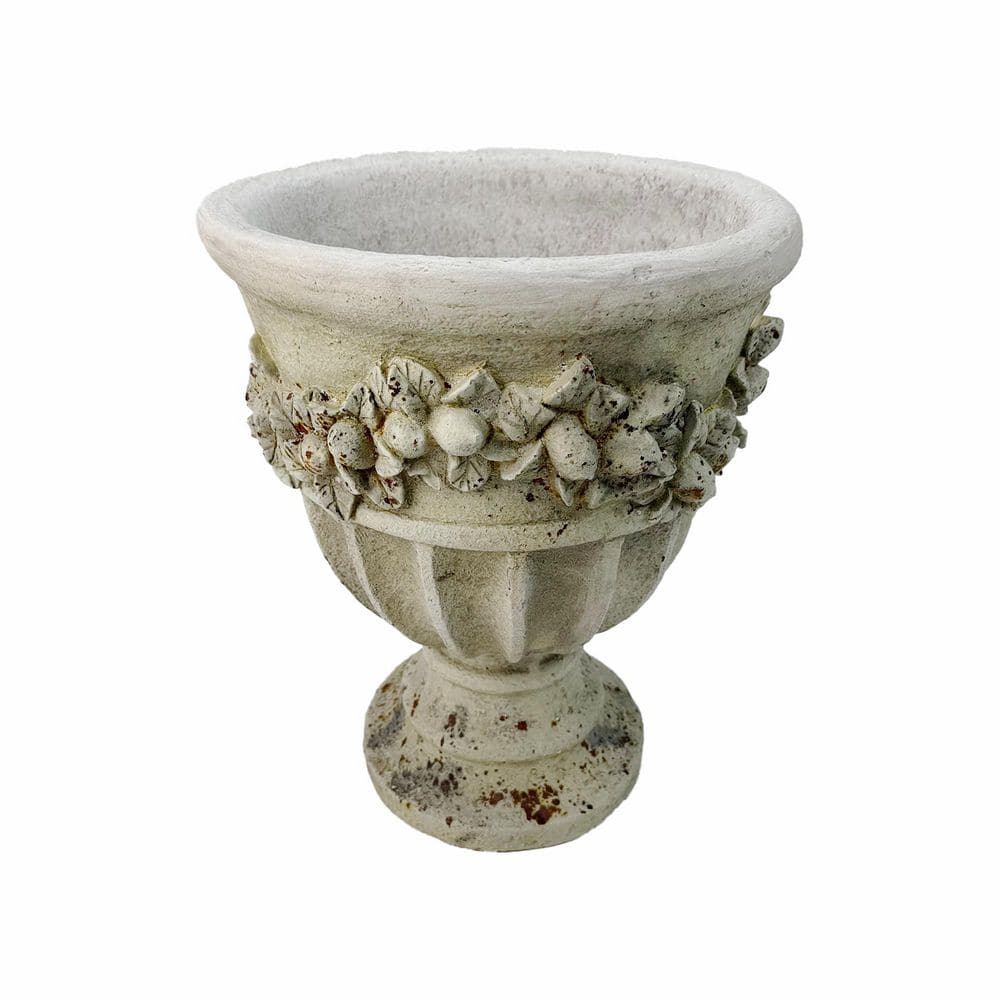 10.82 in. W x 8.46 in. H Light Grey and Rust MGO Concrete Hand-Painted Garden Urn Planter with Drainage Hole price history on PriceWatchPro