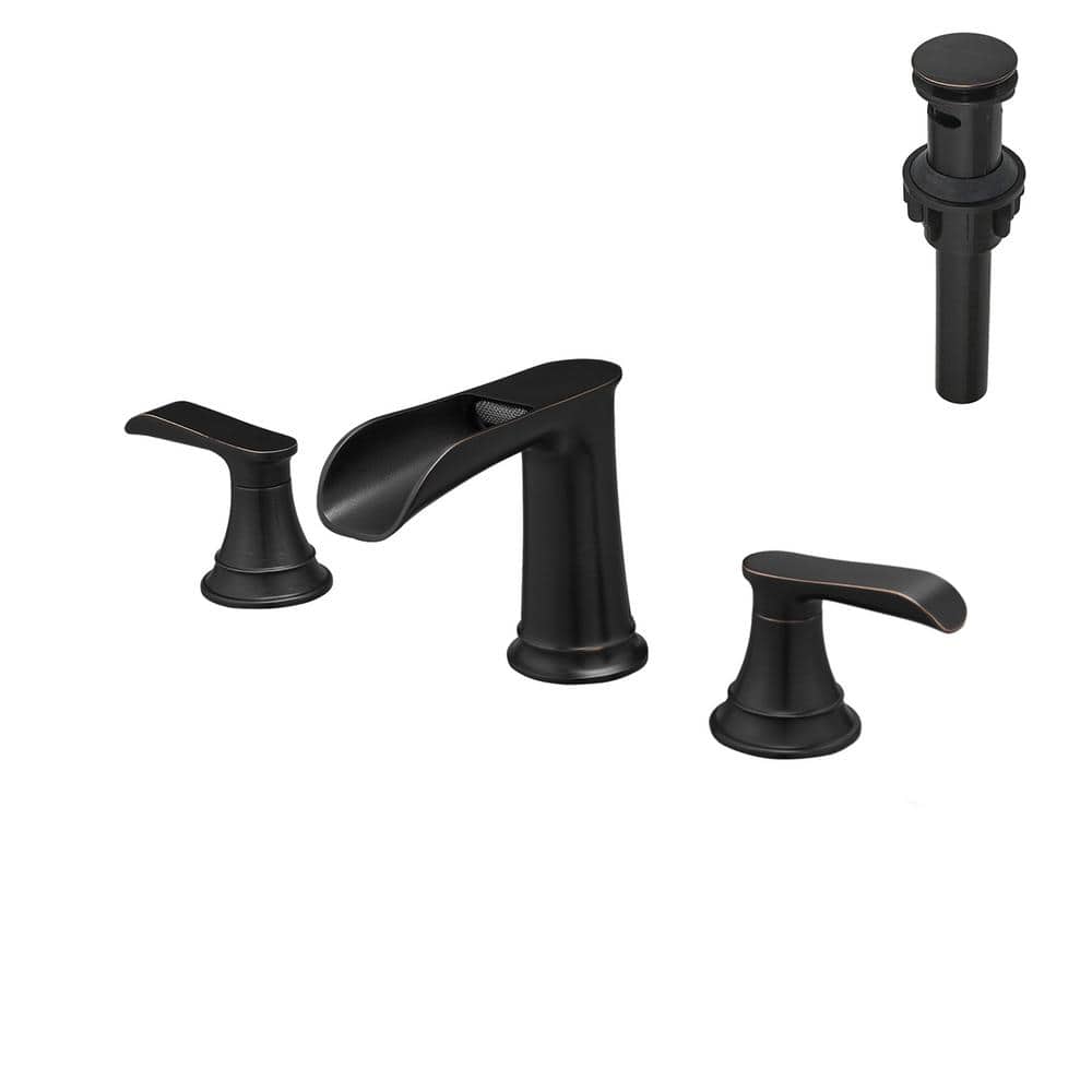 8 in. Widespread 2-Handle Bathroom Faucet With Pop-Up Drain Assembly and Wa