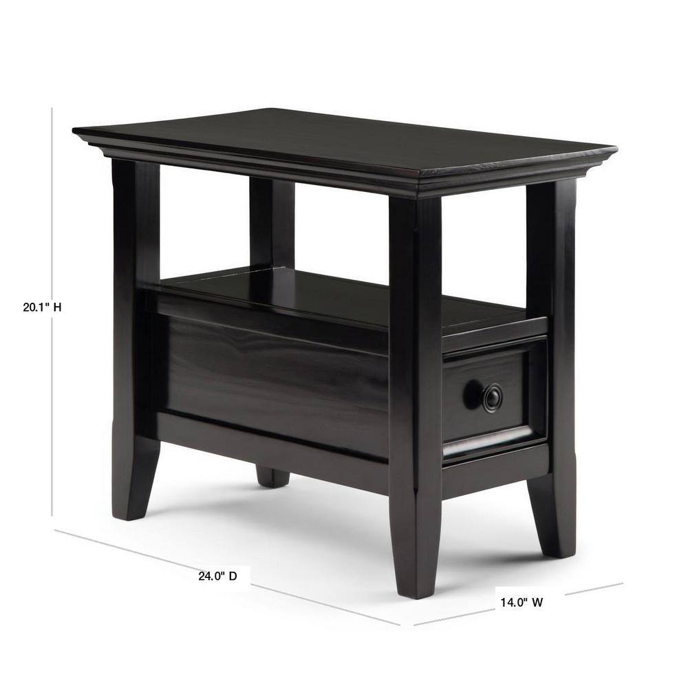 Hickory Brown Wood Round Side Table with Storage