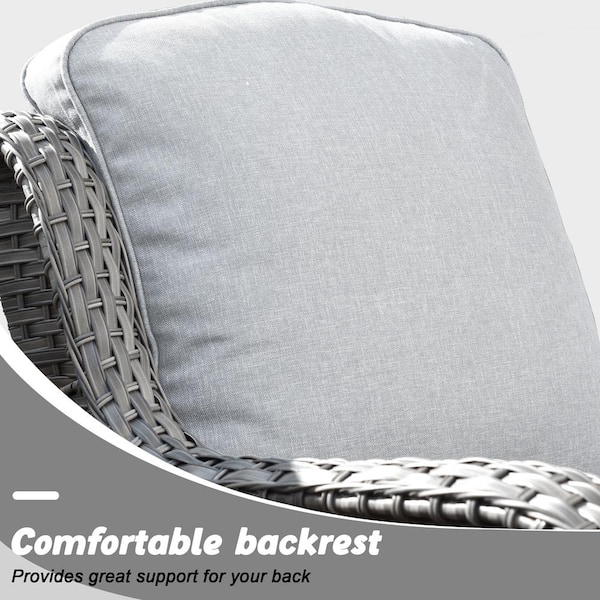 HOOOWOOO Oreille Grey 3-Piece Wicker Outdoor Patio