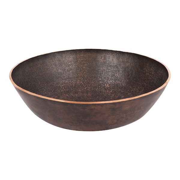 Premier Copper Products Terra Firma 14 in. Round Bathroom Vessel Sink in Brown Oil Rubbed Bronze Copper
