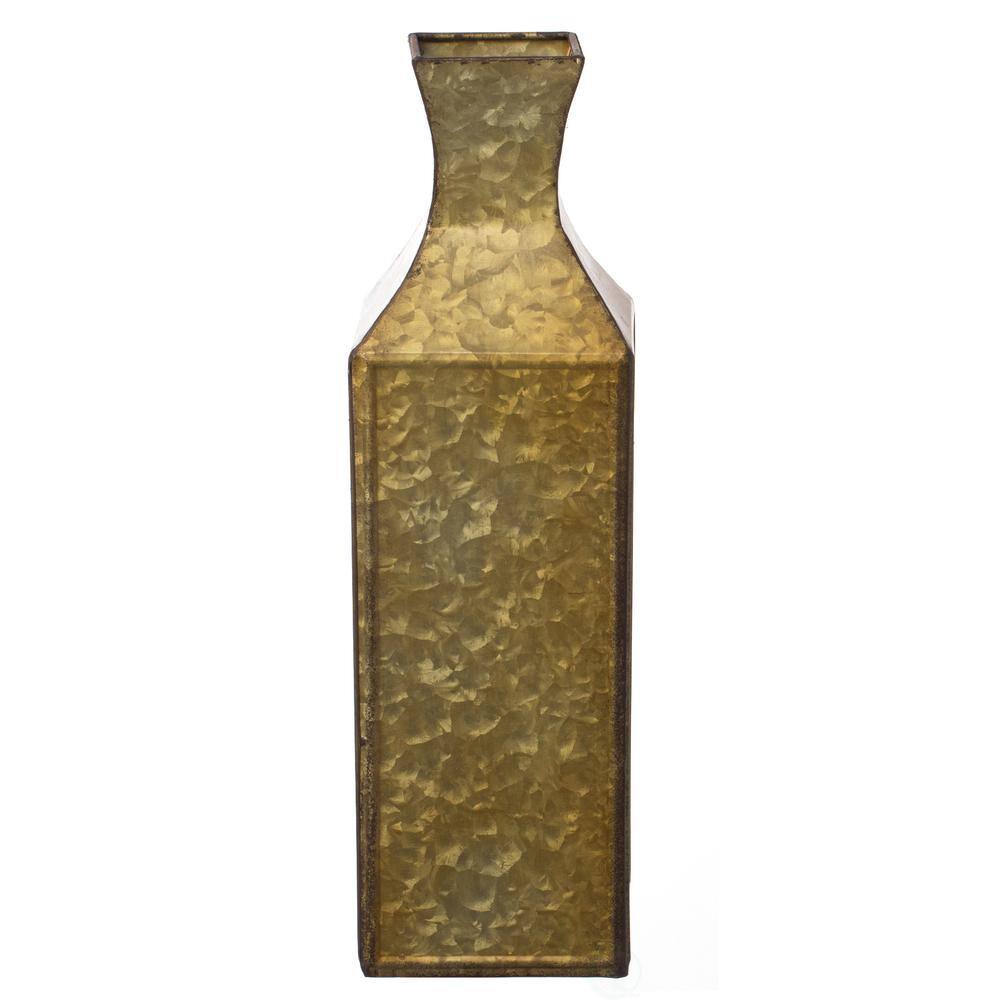 Antique Gold Textured Metal Bottle Shape Floor Vase, Small