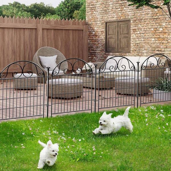 Justincity 32 in. Black Metal Garden Fence with Gate-24 Panels (27